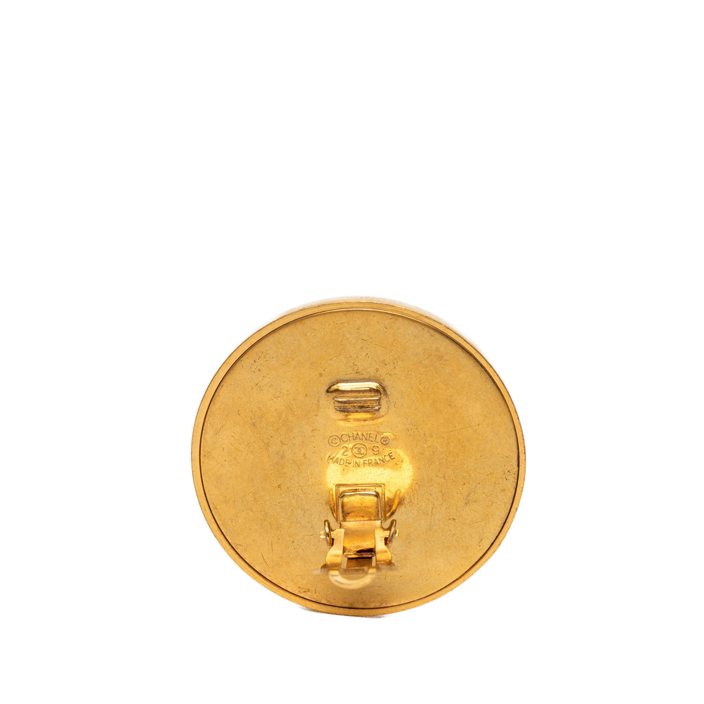 Pre-Loved Chanel CC Gold Plated Resin Round Button Clip On Earrings - Picture 3 of 3